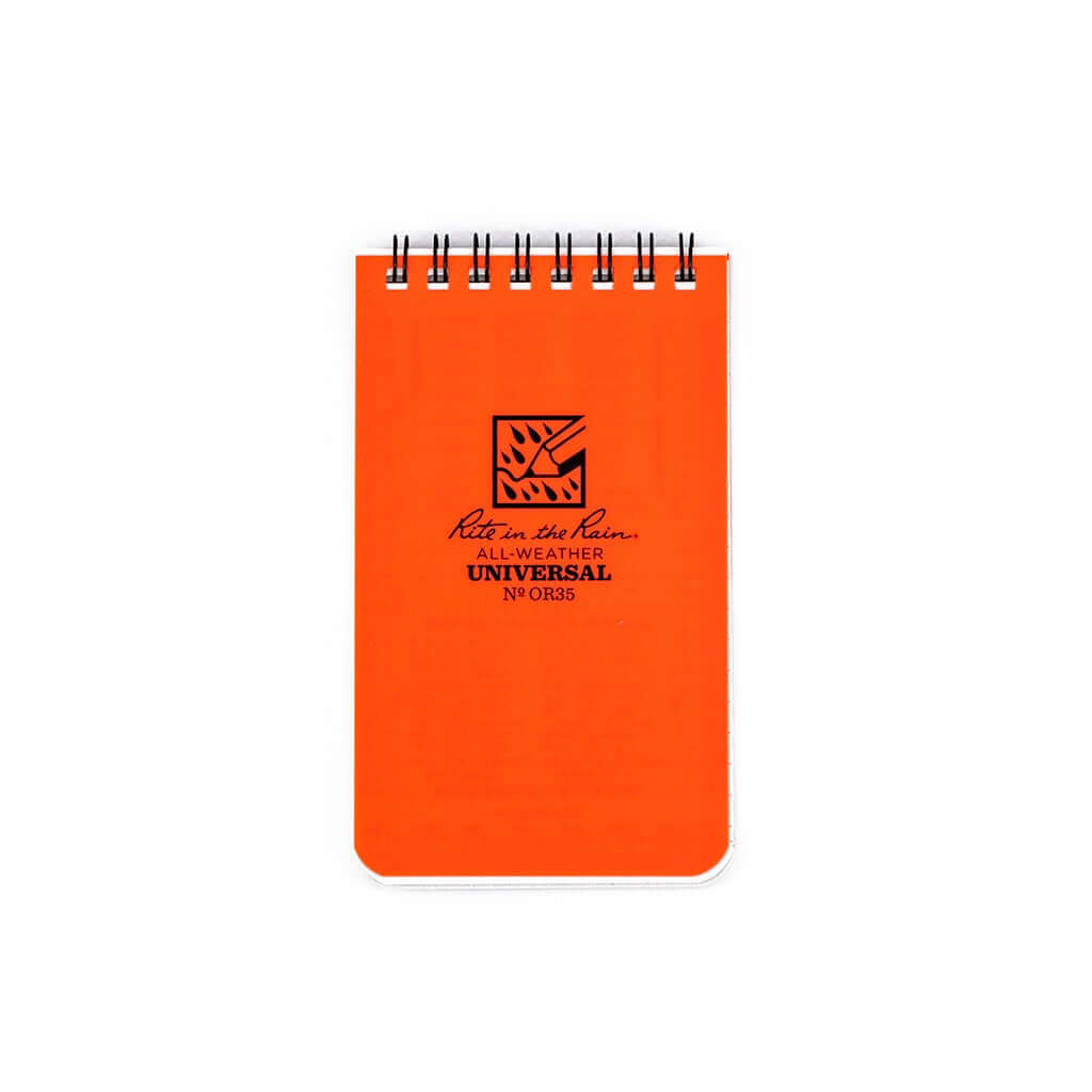 RITE IN THE RAIN | TOP SPIRAL 3 X 5 POLYDURA NOTEBOOK - UNIVERSAL - Orange - Melsetter & Co